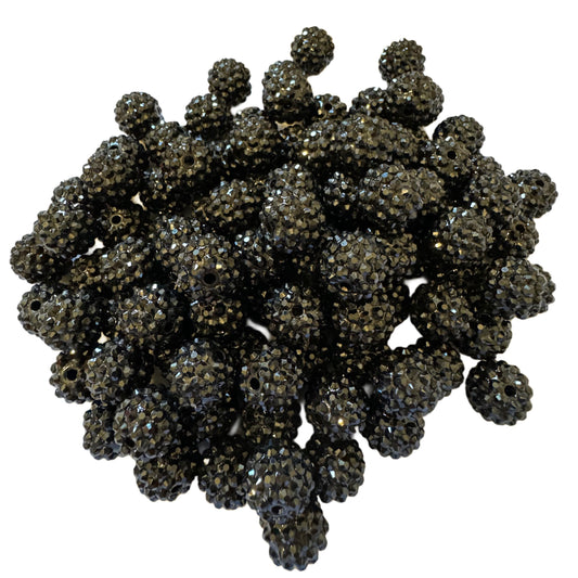 10 Pieces 16mm Black Acrylic Rhinestone Beads for Beadable Pens, Keychains, Bracelets, Earrings and More! Perfect for Your DIY Projects!
