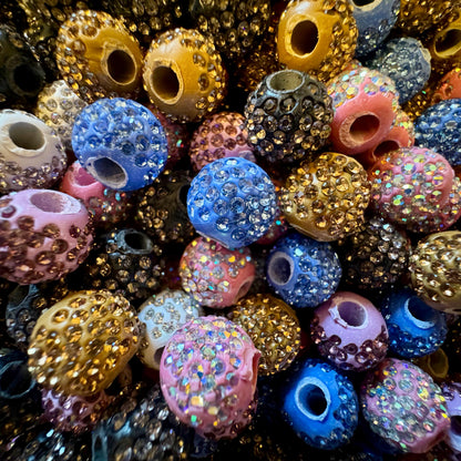 13mm Clay and Glass Rhinestone Beads with Large Hole for Beadable Pens, Keychains, Bracelets, Earrings & More! Perfect for Your DIY Projects