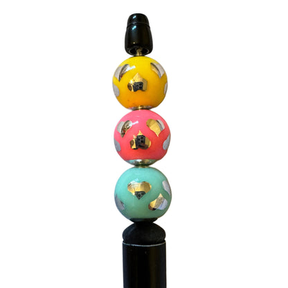 10 Pieces 16mm Acrylic Colored Beads with Silver Hearts for Beadable Pens, Keychains, Bracelets and More! Perfect for DIY Creations!