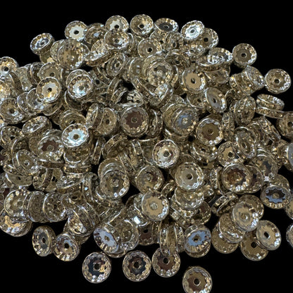 12mm Smooth Edge Metal and Clear Rhinestone Spacers for Beadable Pen, Stylus, Keychain, Bracelet and more. Perfect for Your DIY Creations!