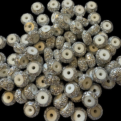 10 Pieces 12mm Thick Rhinestone Like Spacers in Black or Silver for Beadable Pen, Keychain, Bracelet & More. Perfect for Your DIY Creations!