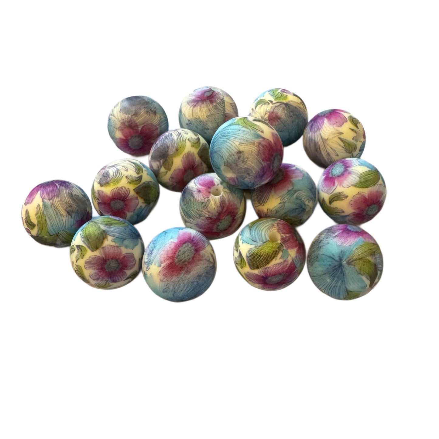 15mm Silicone Round Printed Pattern Beads. Perfect for Your DIY Creations with Beadable Pens, Keychains, Lanyards, Bracelets & more!