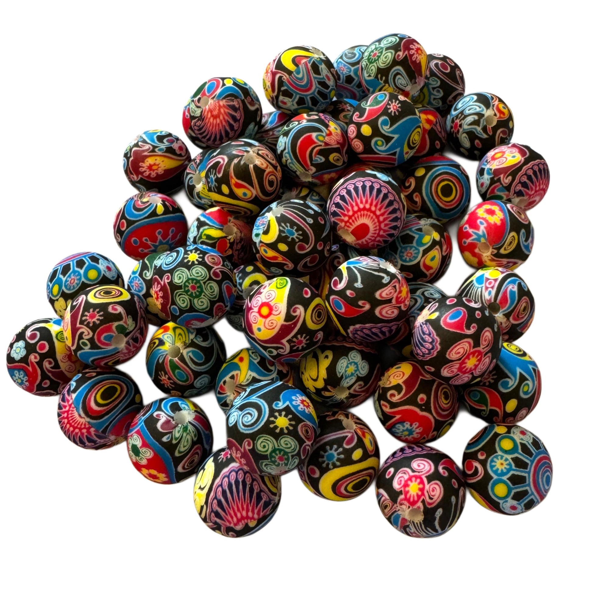 15mm Silicone Round Printed Pattern Beads. Perfect for Your DIY Creations with Beadable Pens, Keychains, Lanyards, Bracelets & more!