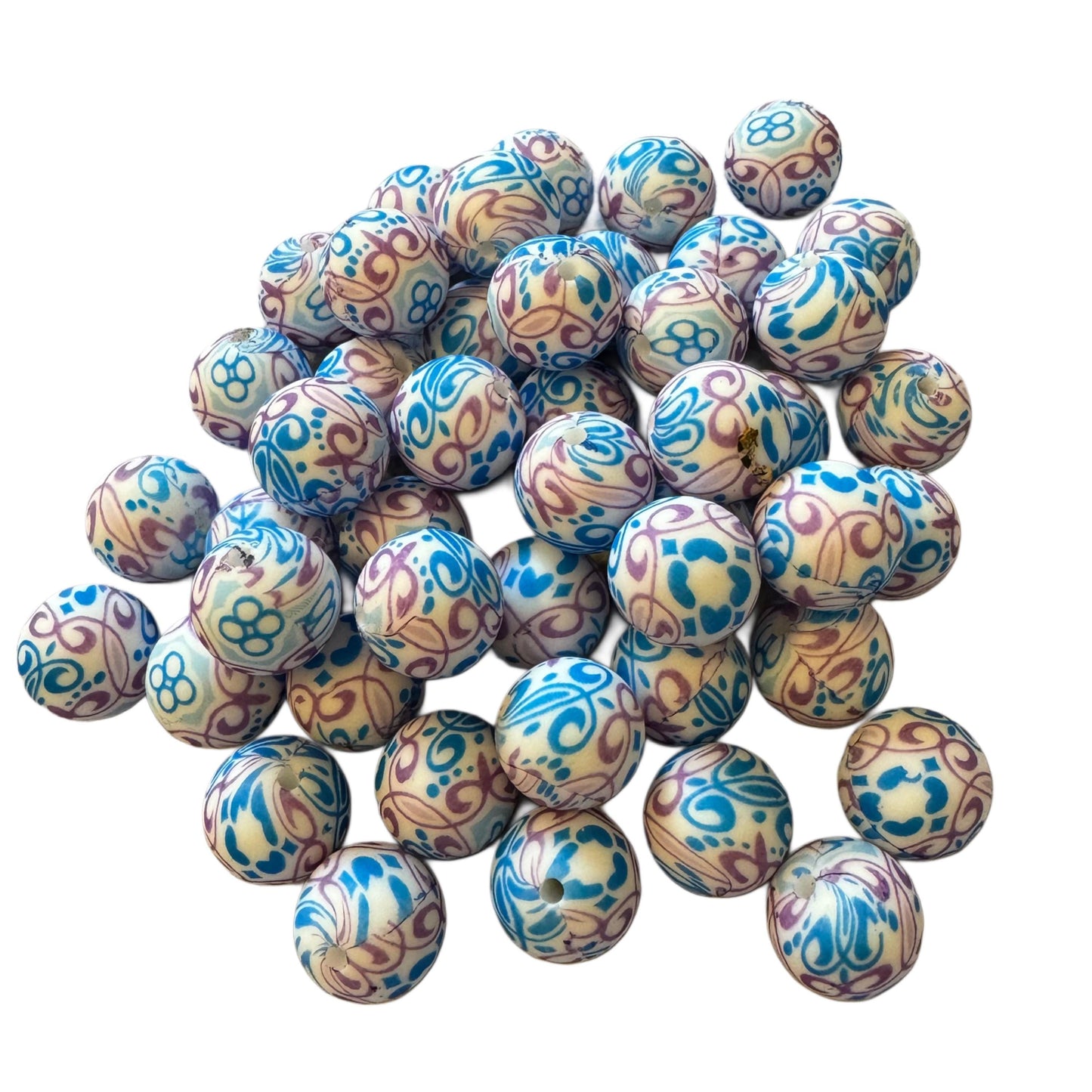 15mm Silicone Round Printed Pattern Beads. Perfect for Your DIY Creations with Beadable Pens, Keychains, Lanyards, Bracelets & more!