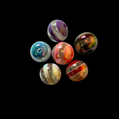 10 Pieces 16mm Acrylic Horizontal Stripe Bead Mix for Beadable Pens, Keychains, Bracelets and More! Perfect for DIY Creations!
