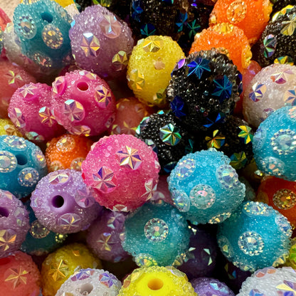 10 Pieces 15mm Bubble Beads with Stars or Flowers for Beadable Pens, Keychains, Bracelets, Earrings and More! Perfect for Your DIY Projects!
