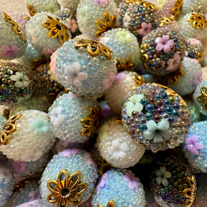 5 Pieces 15mm Bubble Beads with Gold or Silver Metal Caps for Beadable Pens, Keychains, Earrings & More! Perfect for Your DIY Projects!