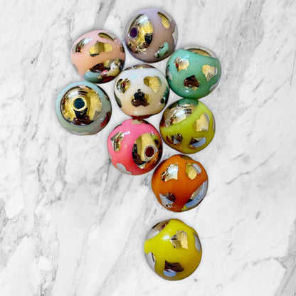10 Pieces 16mm Acrylic Colored Beads with Silver Hearts for Beadable Pens, Keychains, Bracelets and More! Perfect for DIY Creations!
