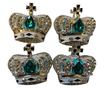 Discounted IMPERFECT Ultra Premium Two Sided Metal Silver Crowns with Rhinestones and Enamel Beads for Beadable Pens, Stylus, Keychains