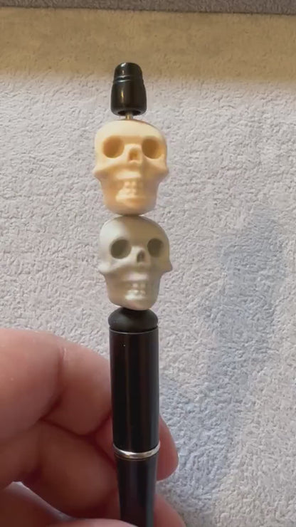 5 Pieces Detailed 3d Skull Silicone Focal Bead for Beadable Pens, Pencils, Keychains & More! Perfect for Halloween or Horror Themed Crafts!
