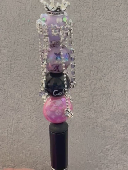 So Pretty! Bead Topper with Metal Rhinestone Dangles and Crown for Beadable Pen Stylus Keychain and more!