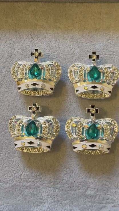 Ultra Premium Two Sided Metal Silver Crowns with Rhinestones and Enamel Beads for Beadable Pens, Stylus, Keychains, and more!