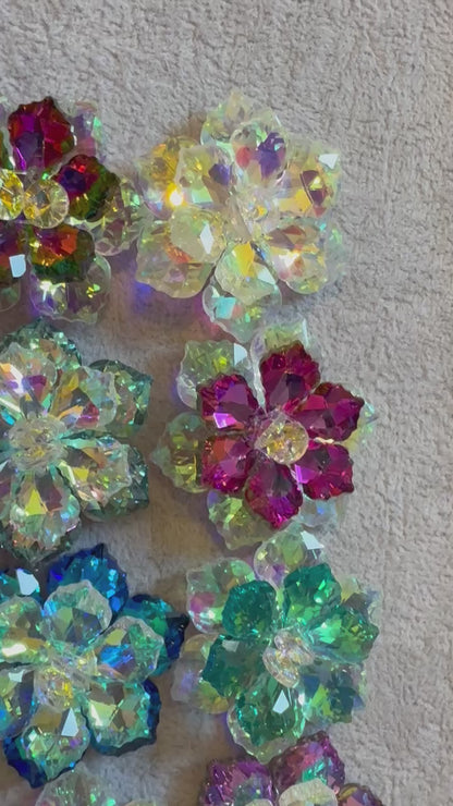 Stunning Handmade Double Layer with Individual Petals 45mm Large Flat Back Glass Flower Cabochon for Your DIY Creations. Sold Individually