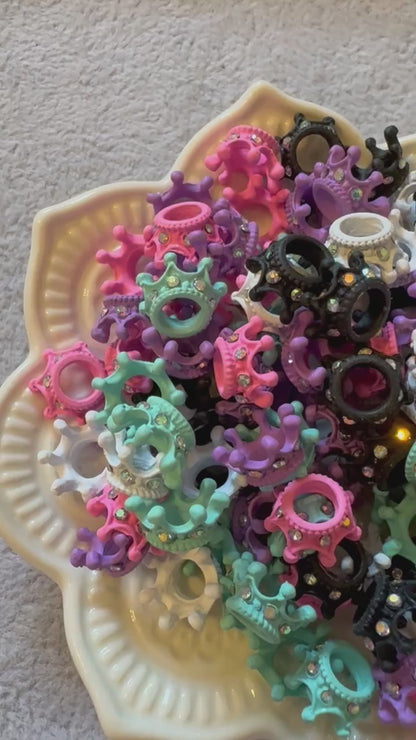Small Colored Metal and Rhinestone Crown Beads or Spacers for Beadable Pen, Stylus, Keychain, Bracelet and more.