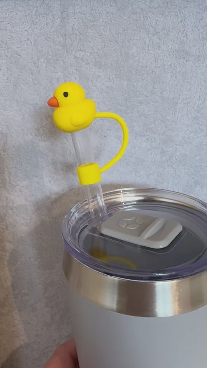 2 Pieces 8mm or 10mm 3D Yellow Duck Silicone Straw Topper.  Will Fit Stanley Straws and More! Great for Cruising Ducks or Duck, Duck Jeep!