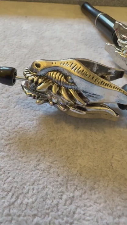 Ultra Premium Two Sided Metal Silver Dragon Beads or Pendant for Beadable Pens, Stylus, Keychains, and more!