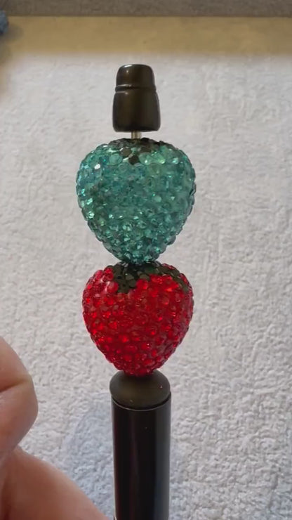 22mm Pave Rhinestone and Clay Strawberry Beads for Beadable Pen Stylus Keychain Bracelet Earrings and More!  Available in Mixed Color or Red