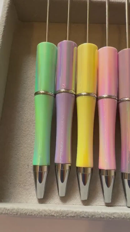 AB Aurora Borealis Color Beadable Plastic Pen Blank for Your DIY Creations with Beads Focals Rhinestones Spacers Refills Sold Separately